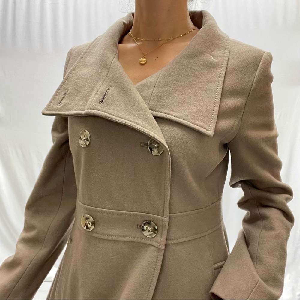 OLD Navy mid long coat double breasted taupe tan  Size M winter cozy fall
